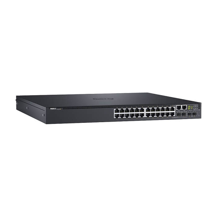 Dell Networking S3124P, L3, PoE+, 24x 1GbE, 2x Combo, 2x 10GbE SFP+ fixed ports, Stacking, IO to PSU air, 1x 715w AC PS, 1Y PS NBD, 210-AIMO (тъмнейл - 2)