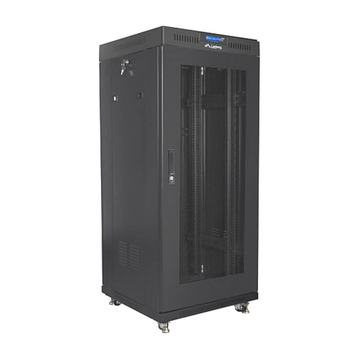 Lanberg rack cabinet 19" free-standing 27U/600x600 (flat pack) with mesh door lcd black v2 ID 87626 (тъмнейл - 3)