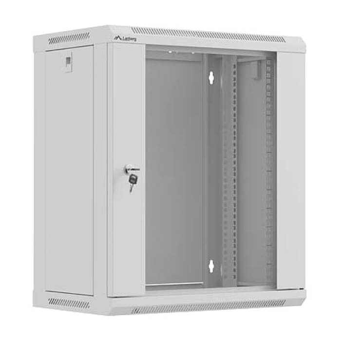 Lanberg Rack Cabinet, 19" wall-mount 12U/540x350 (flat pack) with glass door, Grey ID 96716 (тъмнейл - 2)