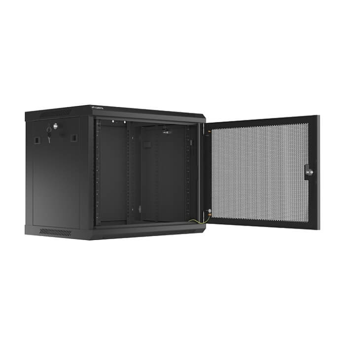 Lanberg rack cabinet 19" wall-mount 9U/600x450 with perforated door black (flat pack) ID 87594 (тъмнейл - 2)