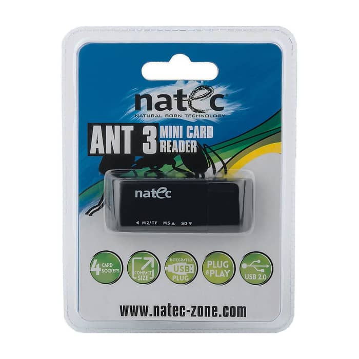 Natec Card Reader MINI ANT 3 SDHC MMC M2 MICRO SD USB 2.0 Black на супер цена