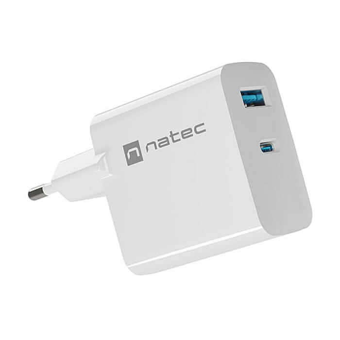 Natec USB Charger Ribera Gan 1X USB-A + 1X USB-C 45W, White на супер цена от GT Computers Natec USB Charger Ribera Gan 1X USB-A + 1X USB-C 45W, White на супер цена