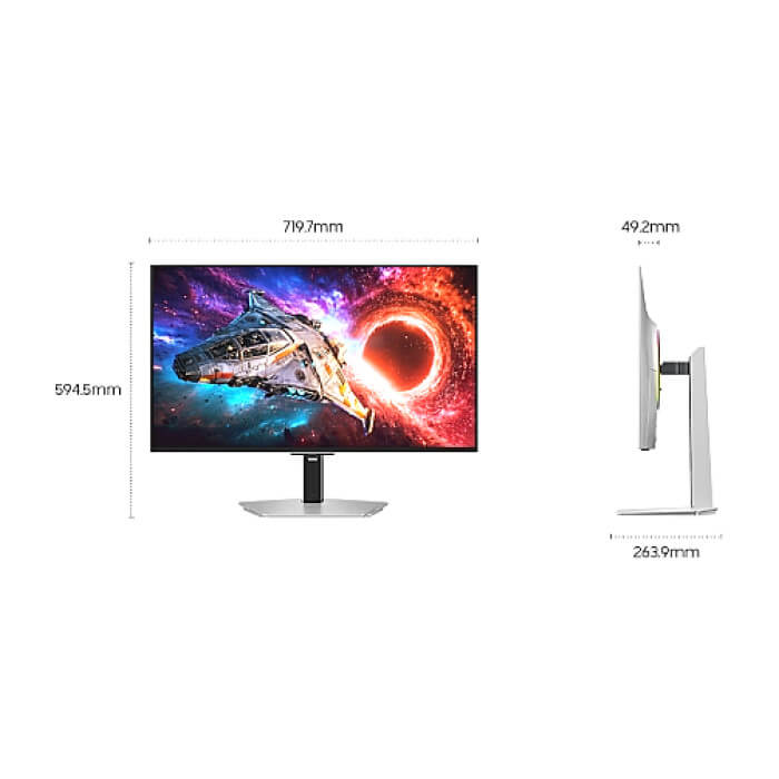 Samsung 32'' LS32HG800SU Odyssey OLED G8 4K 3840x2160 0.03ms 240Hz Glare Free DP 2.1 (UHBR20) & USB-C (98W) Silver ID 98854 (тъмнейл - 3)