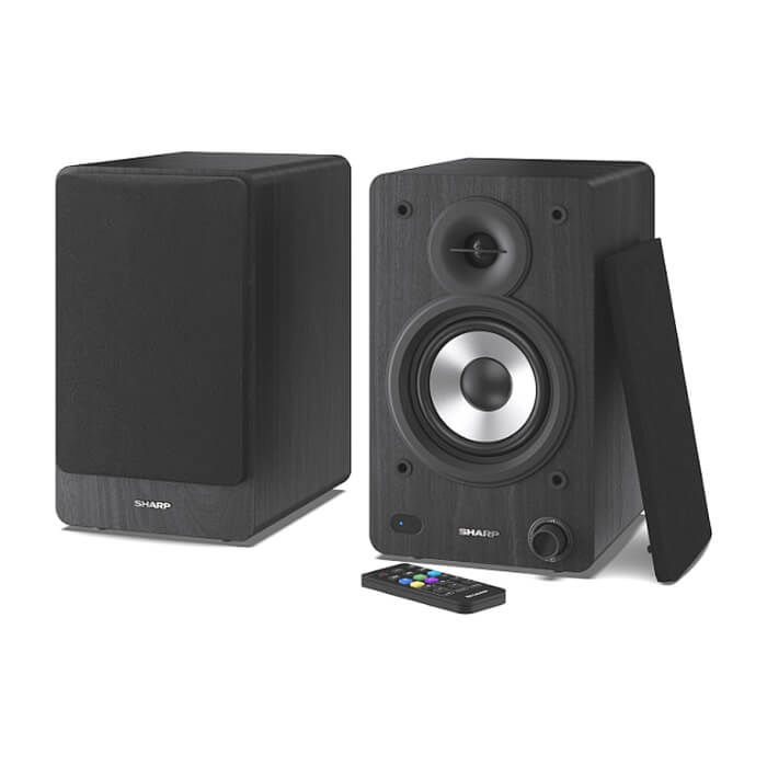 Sharp Audio Systems CP-SS30(BK), Hifi Systems BOOKSHELF SPEAKERS 60W (2 x 30W) RMS 2, Bluetooth v5.0, USB playback, MP3 Audio decoder, RCA L/R In, 3.5mm Aux-in / line-in, Digital optical-in, Wooden speaker, Black (тъмнейл - 2)