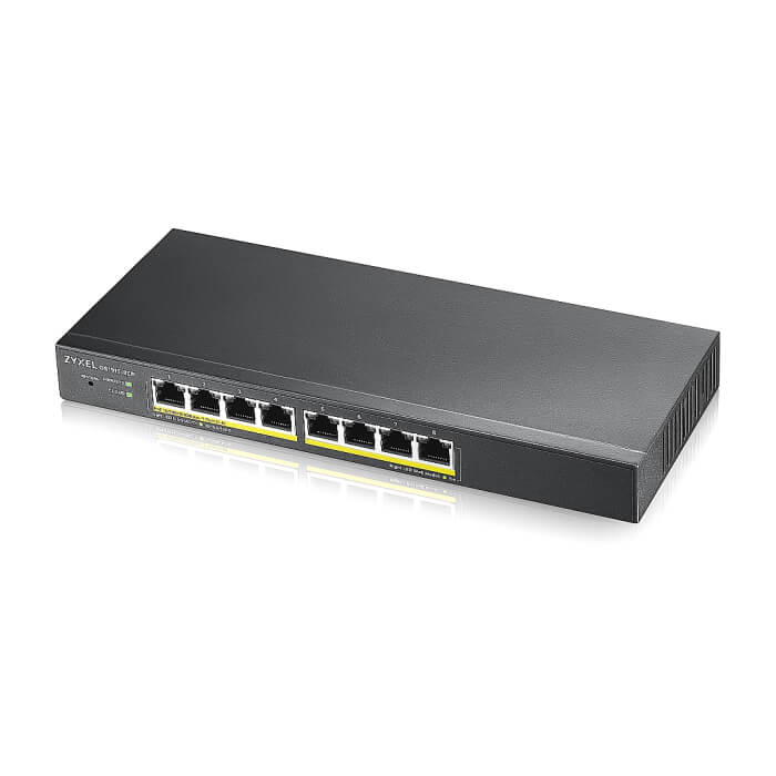 ZyXEL GS1915-8EP, 8-port GbE PoE Smart hybrid mode Switch, standalone or NebulaFlex Cloud, 60 Watt 802.3at, desktop, fanless (тъмнейл - 2)