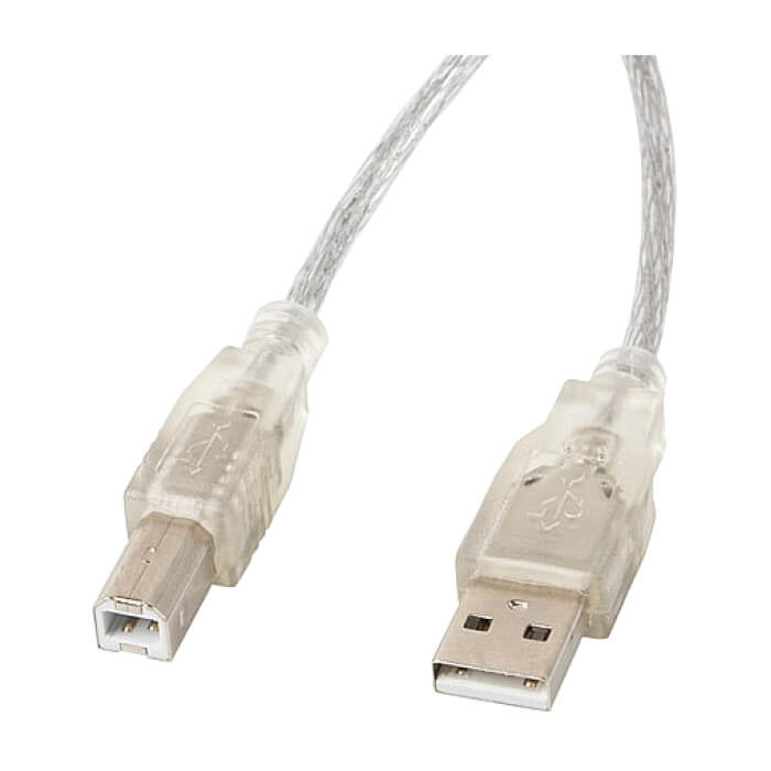 Кабел - Lanberg USB-A (M) -> USB-B (M) 2.0 cable 3m, transparent ferrite ID 72660