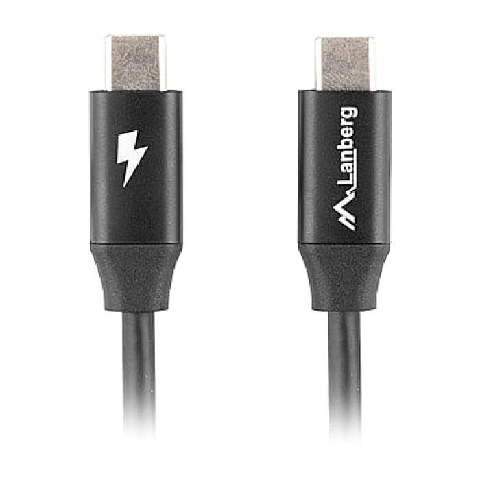 Кабел - Lanberg USB-C M/M 2.0 cable 0.5m Quick Charge 4.0, black ID 72675 (тъмнейл - 2)