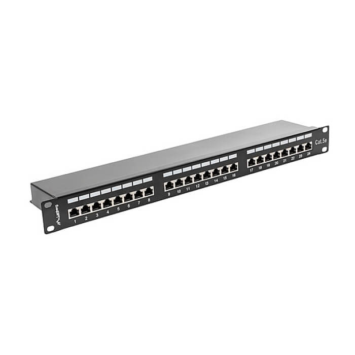Lanberg patch panel 24 port 1U CAT.5E shielded, black ID 62859 (тъмнейл - 2)