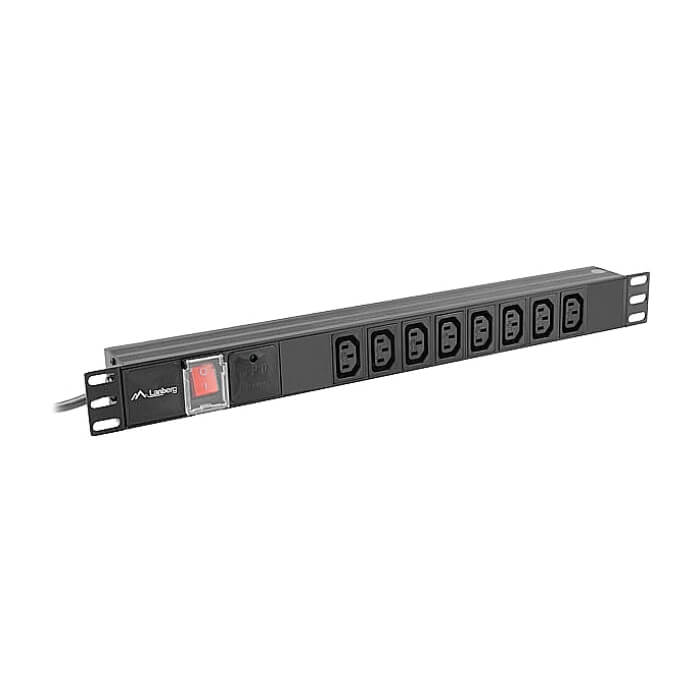 Lanberg power distribution unit (pdu) 19" 1U 16a 2m 8x iec c13 sockets black c20 (тъмнейл - 5)