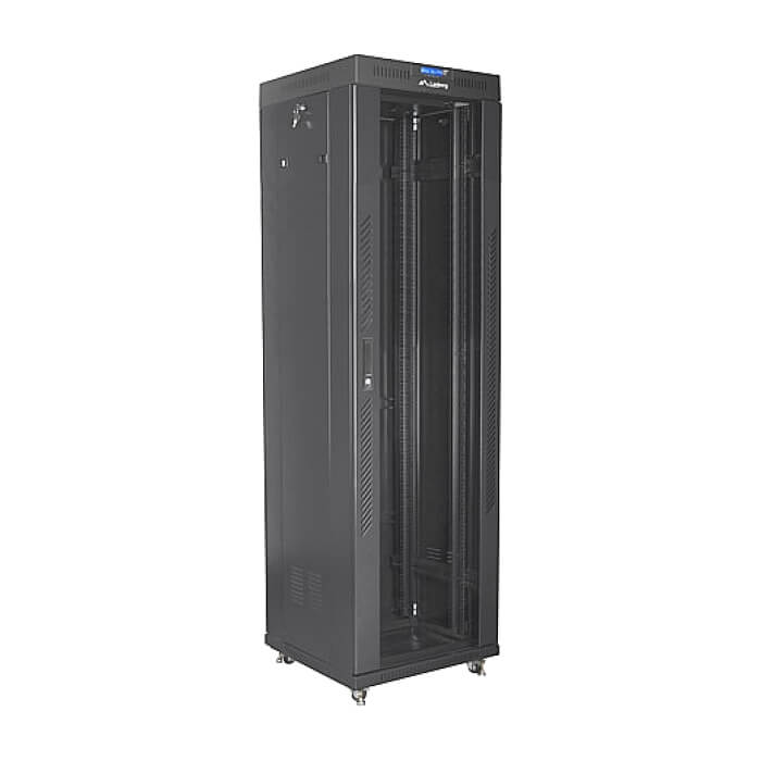 Lanberg rack cabinet 19" free-standing 42U/600x600 (flat pack) with glass door lcd black v2 ID 87186 (тъмнейл - 3)