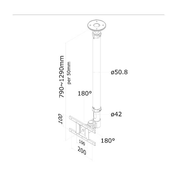 Neomounts by NewStar Flat Screen Ceiling Mount (Height: 79-129 cm) ID 66730 (тъмнейл - 3)