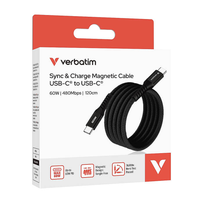 Verbatim Sync & Charge USB-C to USB-C 60W Magnetic 120 cm - Black ID 84965 (тъмнейл - 5)