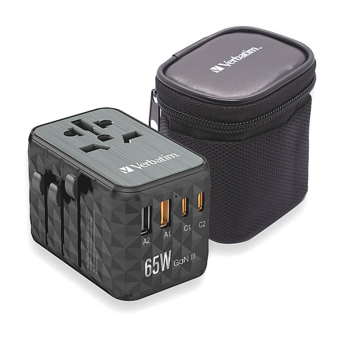 Verbatim UTA-05 GaN III Universal Travel Adapter with 2 x USB-C PD 65W & QC 4+ / 2 x USB-A на супер цена