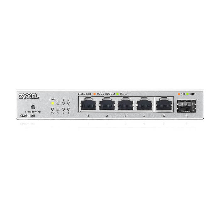 ZyXEL XMG-105 5 Ports 2,5G + 1 SFP+ MultiGig unmanaged Desktop Switch на супер цена