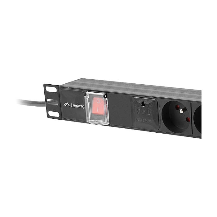 Lanberg power distribution unit (pdu) 19" 1U 16a 6x french outlets 2m black (тъмнейл - 3)