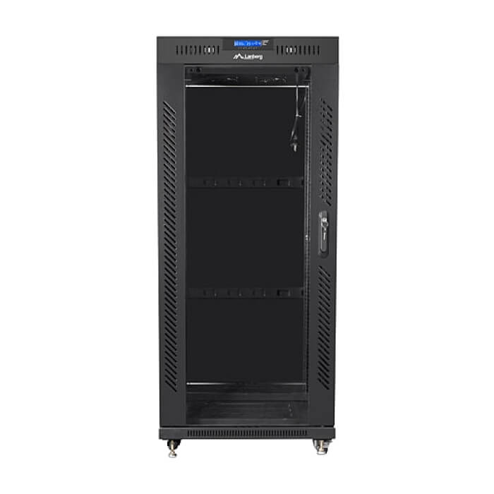 Lanberg rack cabinet 19" free-standing 27U / 600x600 self-assembly flat pack with glass door LCD, black ID 71922 на супер цена от GT Computers Lanberg rack cabinet 19" free-standing 27U / 600x600 self-assembly flat pack with glass door LCD, black ID 71922 на супер цена