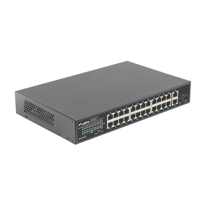 Lanberg switch 24x 1GB poe+/2x GB 2x sfp rack 19" gigabit ethernet 250w на супер цена
