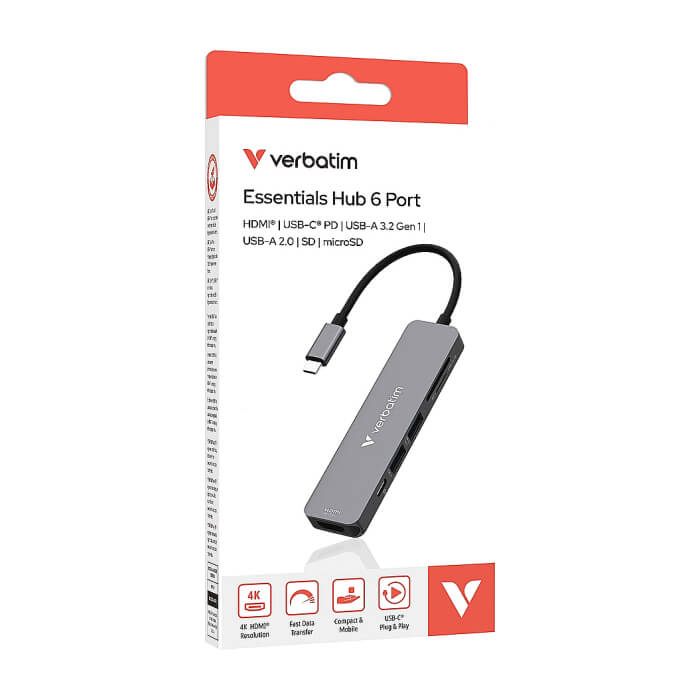 Verbatim USB-C Essentials Multiport Hub 6 Port with card reader (тъмнейл - 5)