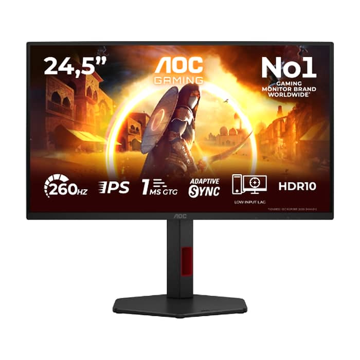 AOC 25G4ZR, 24.5" Fast IPS WLED, 1920x1080@260Hz (OC, Native 240Hz), 1ms GtG, 0.5ms MPRT, 300cd m/2, 1000:1, 80M:1 DCR, Adaptive Sync, FlickerFree, Anti Blue Light, Tilt, Heig ID 99515 на супер цена