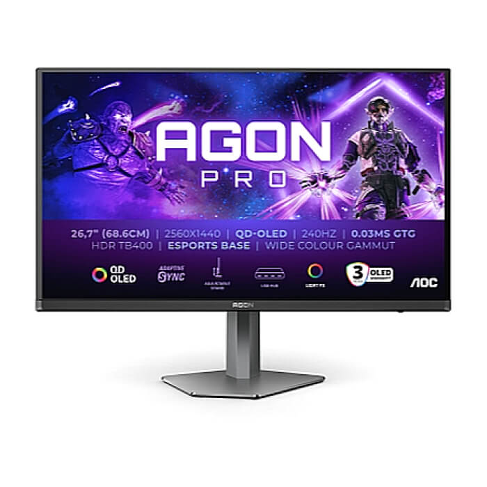 AOC AG276QZD2, 26.7" QD-OLED, 2560x1440@240Hz, 0.03GtG, 1000cd m/2, 1.5M:1, 80M:1 DCR, Adaptive Sync, FlickerFree, Low Blue Light, 5Wx2, Tilt, Height Adjust, Pivot, Swivel, 2x ID 95897 на супер цена