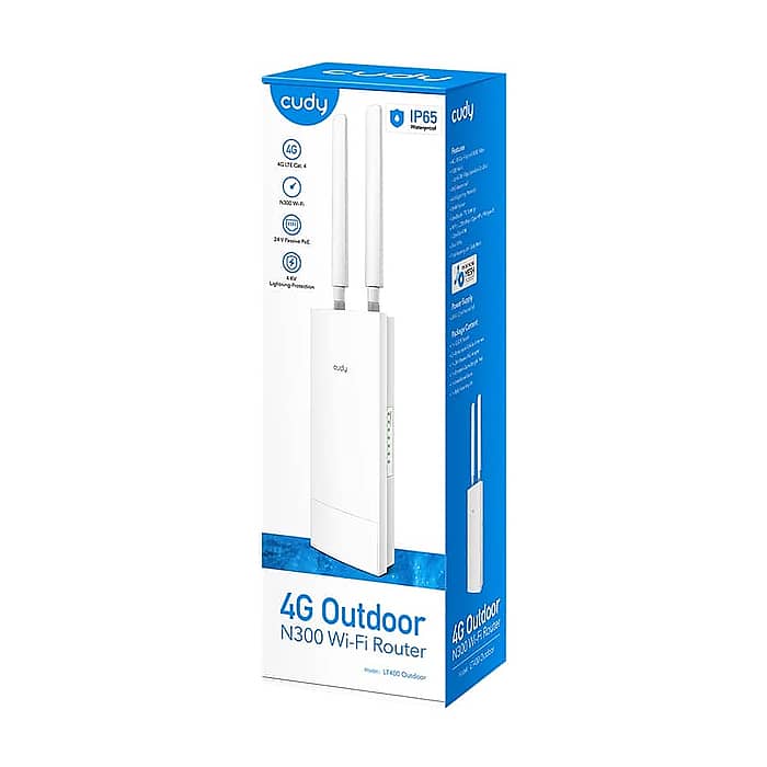 Cudy LT400 Outdoor 4G LTE Cat 4 N300 Wi-Fi Router, 300Mbps Wi-Fi, build-in 4G LTE modem, lightning protection, IP65 Waterproof, 10/100M RJ45 (тъмнейл - 5)