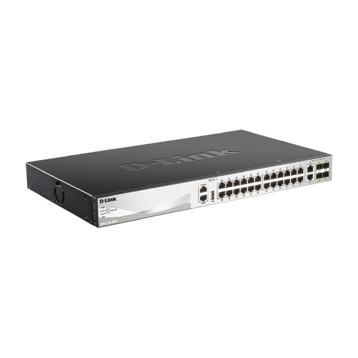 D-Link 24x10/100/1000BASE-T ports Layer 3 Stackable Managed Gigabit Switch with 2x10GBASE-T ports and 4xSFP+ ports (тъмнейл - 2)