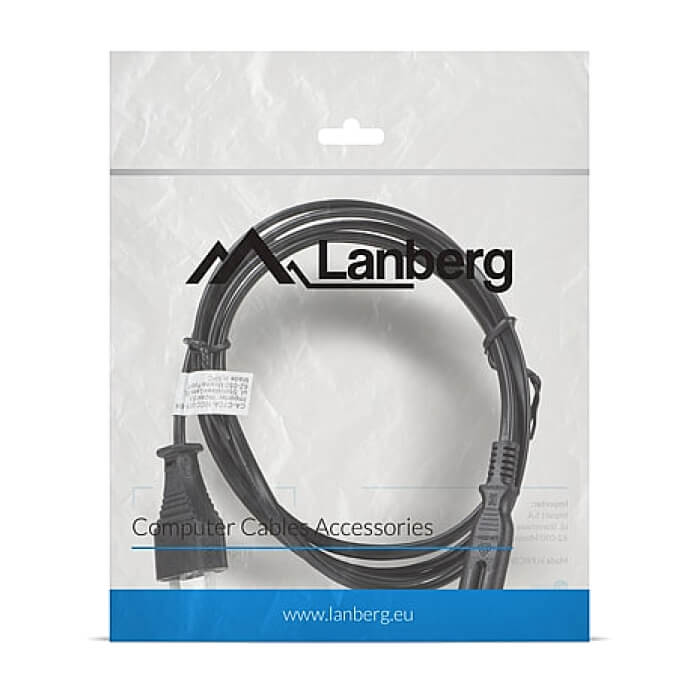 Кабел - Lanberg CEE 7/16 -> IEC 320 C7 EURO (RADIO) power cord 1.8m, black ID 72486