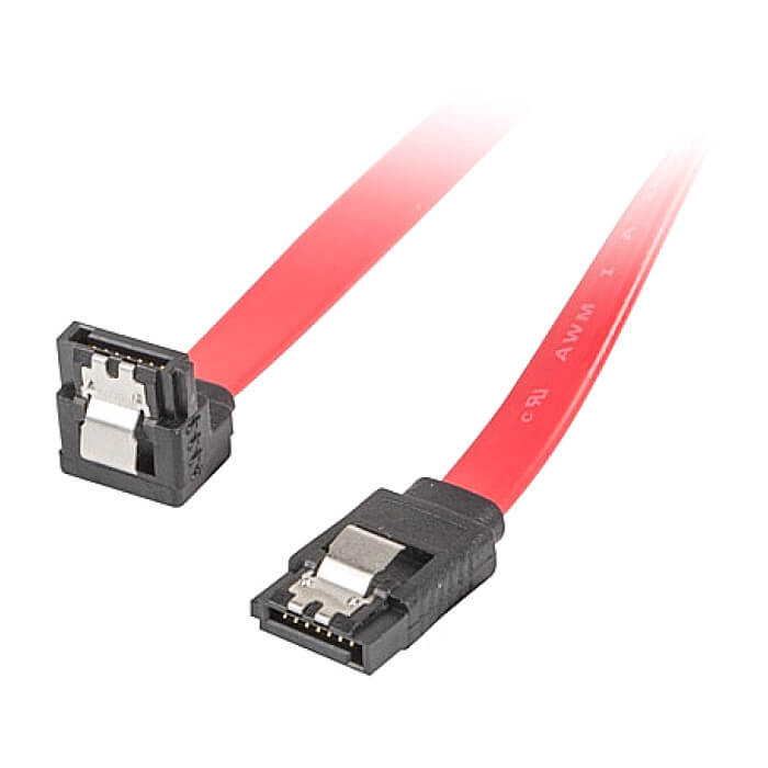 Кабел - Lanberg SATA DATA III (6GB/S) F/F cable 50cm metal clips angled, red ID 72697