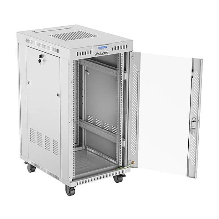 Lanberg rack cabinet 19" free-standing 22U/600x800 (flat pack) with glass door lcd grey v2 ID 87192 (тъмнейл - 3)