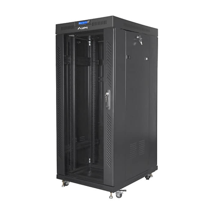 Lanberg rack cabinet 19" free-standing 27U/800x1200 (flat pack) with glass door lcd black ID 87623 (тъмнейл - 2)