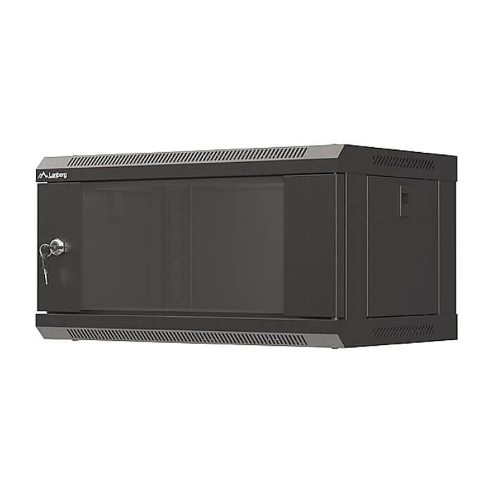 Lanberg rack cabinet 19" wall-mount 4U/540x350 (flat pack) with glass door black ID 87614 (тъмнейл - 2)