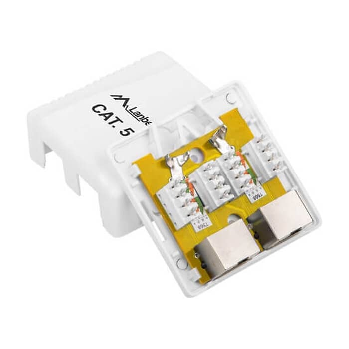Lanberg surface-mount box CAT.5e FTP shielded 2X RJ45, white ID 72021 (тъмнейл - 3)