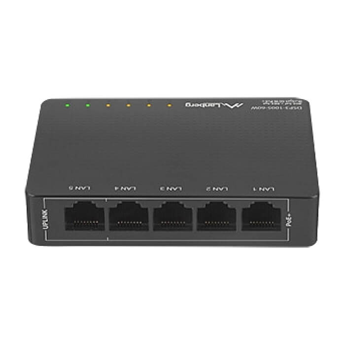 Lanberg switch dsp3-1005-60w 5x 1GB poe+ (4 port poe 30w/port max 60w) unmanaged desktop (тъмнейл - 4)