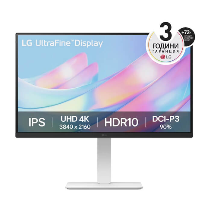 LG 27US550-W, 27" UHD 4K, IPS Panel Anti-Glare, 5ms, 1000:1, 300cd/m, 3840x2160, DCI-P3 90% t, HDR 10, HDMI, DisplayPort, Dynamic Action Sync, LG Switch, Headphone out, Height / Pivot / Tilt Adjustable Stand, Black/White ID 84816 на супер цена