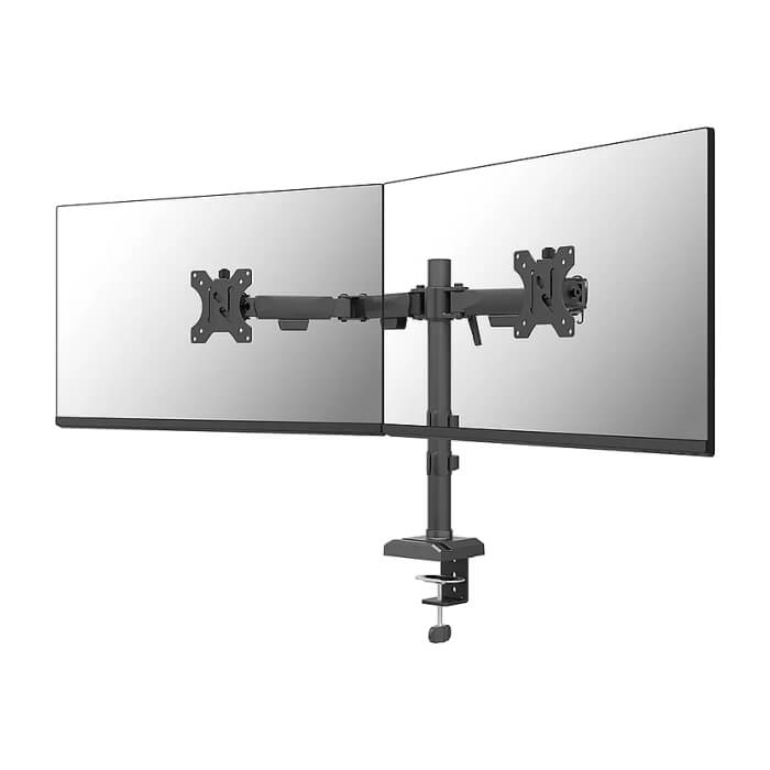 Neomounts Nero Double Flat Screen Desk Mount (phone holder+Quick-fix clamp/grommet) ID 86701 (тъмнейл - 3)
