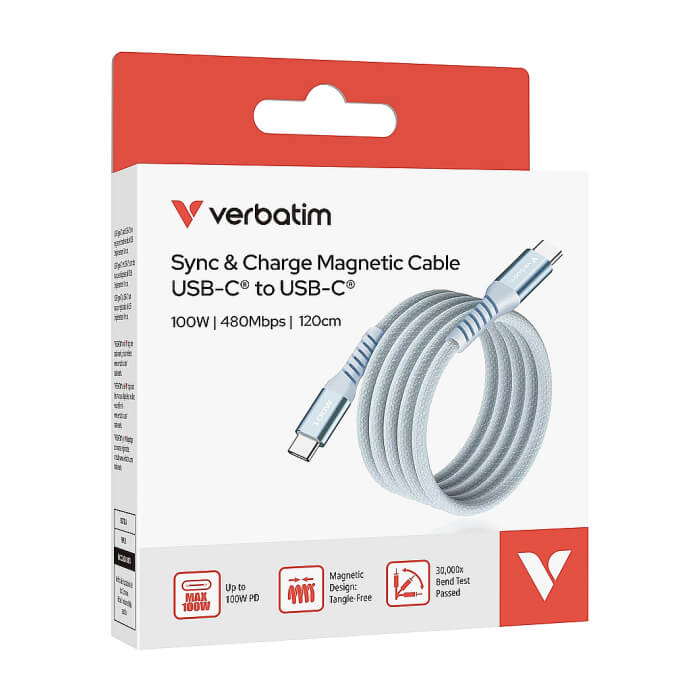 Verbatim Sync & Charge USB-C to USB-C 100W Magnetic 120 cm - Blue ID 84961 (тъмнейл - 5)