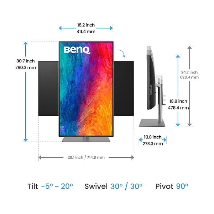 BenQ PD3225U, 32”, 4K Designer Monitor, AQCOLOR, IPS Black, 2000:1, 98% P3, 100% sRGB, 100% Rec.709, Factory Calibrated, Calman Verified, Pantone SkinTone, HDR10 and HDR 400, M- ID 86573 (тъмнейл - 5)