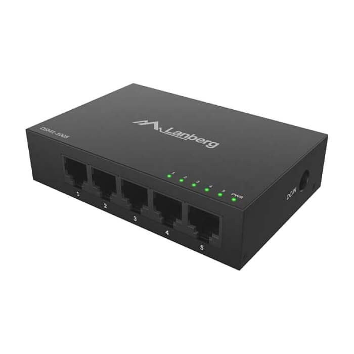 Lanberg switch DSM1-1005 5-port, 1GB/s 12V Metal case (тъмнейл - 2)