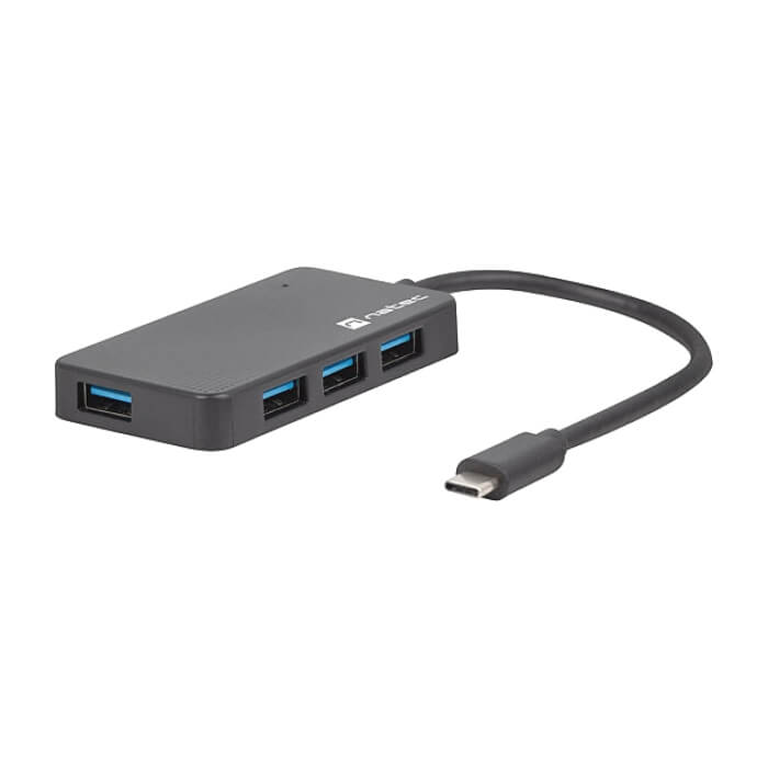 Natec usb 3.0 hub silkworm 4-ports black usb-c (тъмнейл - 5)