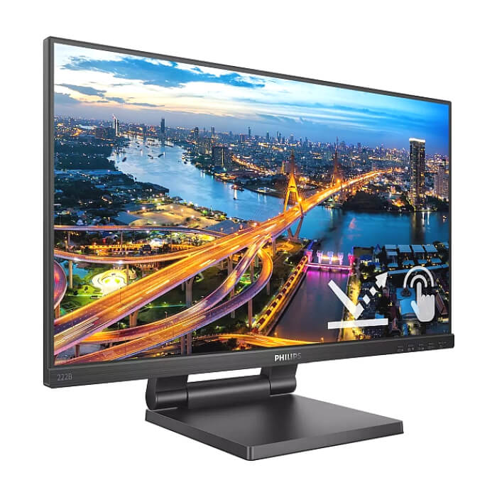 Philips 222B1TC/00, 21.5" Touch (anti-glare), IPS, WLED, 1920x1080@75Hz, 4ms GTG, 250cd m/2, 1000:1, DCR 50M:1, Adaptive Sync, FlickerFree, Low Blue Mode, 2Wx2, Tilt, Height Adjust, D-SUB, HDMI, DP, USB hub ID 64983 (тъмнейл - 2)