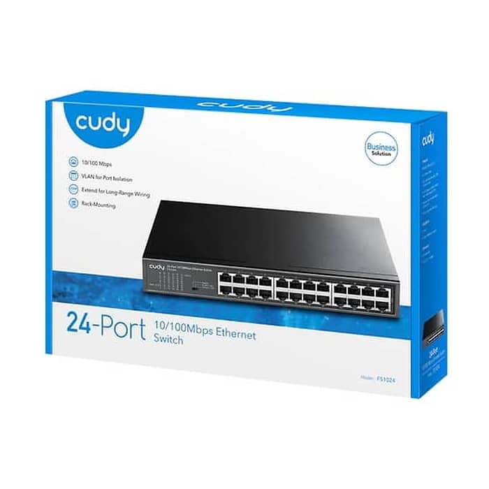 Cudy FS1024 24-Port 10/100 Mbps Metal Switch, 24 10/100 Mbps RJ45 Ports, Rack-mountable Steel Case (тъмнейл - 4)