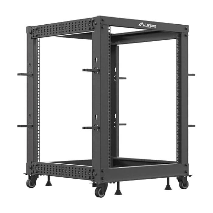 Lanberg open rack 19" 15U 600x600-1100 adjustable black ID 87219