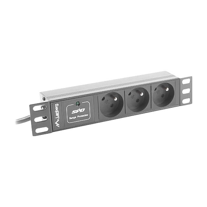 Lanberg power distribution unit (PDU) 10"1U 16A 3X 230V PL 2M, black (тъмнейл - 2)