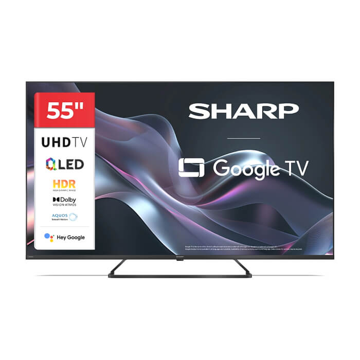 Sharp 55HP6265E, 55" QLED Google TV, 4K Ultra HD 3840x2160 Frameless, 1 000 000:1, AQUOS, DVB-T/T2/C/S/S2, Active Motion 1000, HDR10, Dolby Atmos, Dolby Vision, Google Assista ID 93593 на супер цена