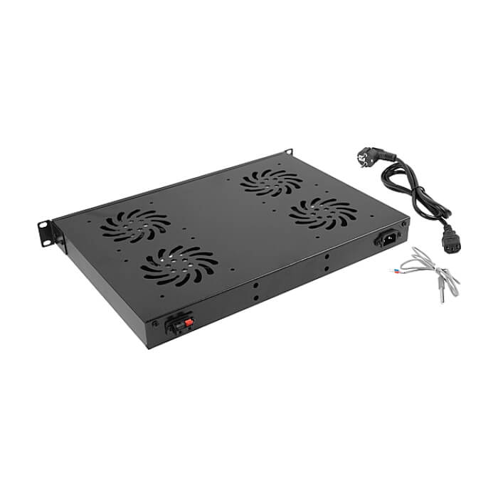 Lanberg 19" fan unit / ventilation panel with lcd 4 fans + thermostat, 230V, black ID 62871 (тъмнейл - 3)