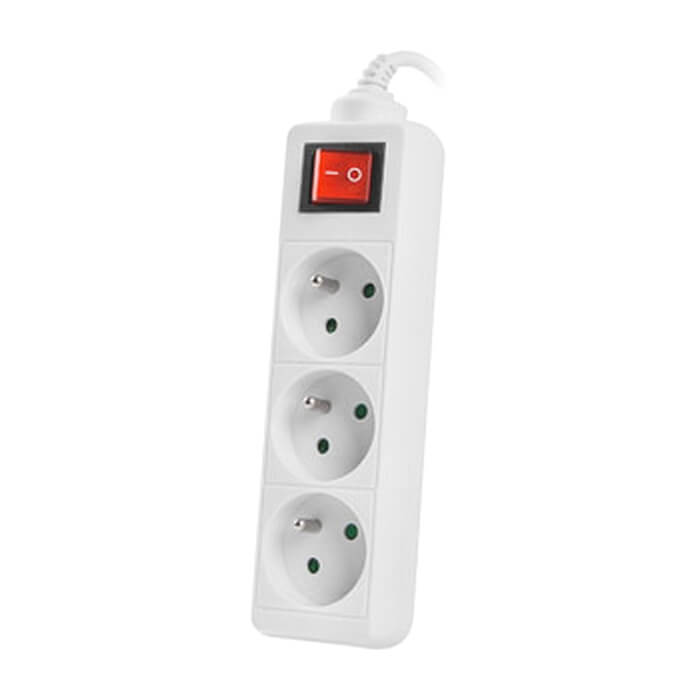 Lanberg power strip 3m, 3 sockets, french with circuit breaker quality-grade copper cable, white (тъмнейл - 2)