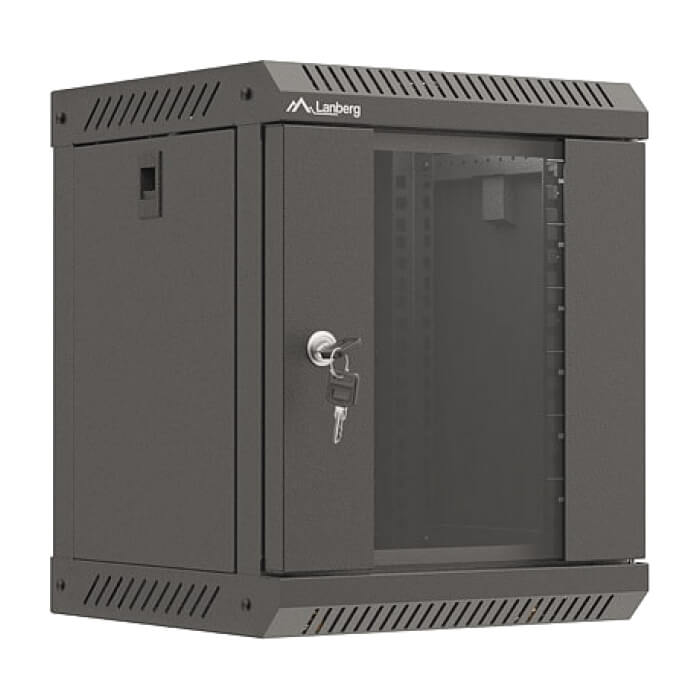 Lanberg rack cabinet 10" wall-mount 6U/300x300 (flat pack) with glass door black ID 87208 на супер цена