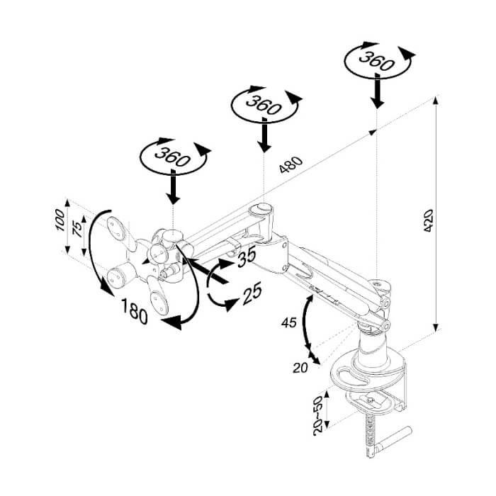 Neomounts by NewStar Flat Screen Desk Mount (clamp) ID 66786 (тъмнейл - 4)