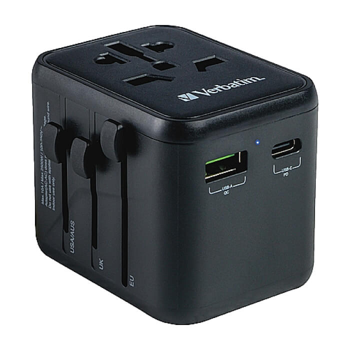 Verbatim UTA-02 Universal Travel Adapter with 1 x USB-C PD 20W / 1 x USB-A QC 3.0 на супер цена