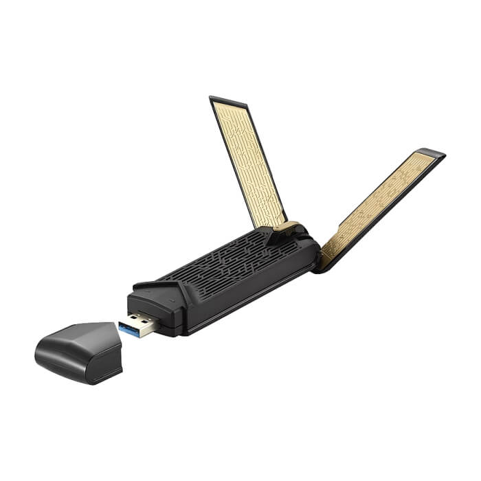 Asus USB Adapter, USB-AX56, AX1800, Dual-Band, USB 3.2 Gen 1, OFDMA, MU-MIMO, 2x External antenna, Black (тъмнейл - 4)